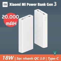 Pin sạc dự phòng Xiaomi gen 3 20000 mAh - Pin dự phòng Xiaomi PLM18ZM 18w 20000 mAhJD CO TH