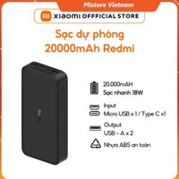 Pin Sạc Dự Phòng Xiaomi Redmi Power Bank 20000 mAh 18W - Chính hãng - BH 6 tháng