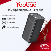 Pin sạc dự phòng YOOBAO H5/L50 dung lượng 50000 mAh, tích hợp đèn pin siêu sáng, hỗ trợ các giao thức sạc nhanh