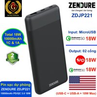 Pin sạc dự phòng ZENDURE ZDJP221 10000mAh Power Delivery 18W & QC 3.0 18W - Hàng chính hãng