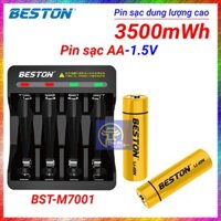 Pin sạc Li-ion 1,5V AA chính hãng Beston 3500mWh, Bộ sạc beston M7011 Sạc nhanh tự ngắt