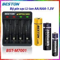 Pin sạc Lithium 1,5V AA, AAA chính hãng Beston 800mAh, 2800mAh, 3500mAh, bộ sạc beston M7011 Sạc nhanh tự ngắt, Pin 1.5V