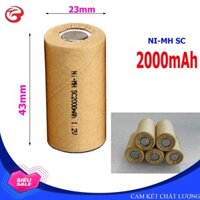 Pin SC 2000mAh 1,2V, Pin Ni-Mh dành cho thiết bị (máy khoan, robot hút bụi) -Bán buôn (Loại pin ngắn 43mm)