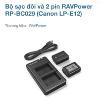 Pin và Sạc máy ảnh CANON LP-E12 của RAVpower EOS M, M2, M10, M50, M100, 100D, Kiss M, Kiss X7, Rebel SL1, SX70 HS