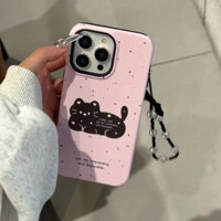 Pink lovely cat 11 12 12pro 12promax 13 13promax 14 14pro ốp lưng chống sốc 2 trong 1 có thể so sánh cho iphone 14promax cover