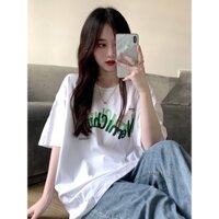 【Pink OOTD】áo thun ngắn tay có in chữ cái dành cho cặp đôi bạn thân