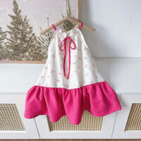 [Pinkids] [8-26kg] Váy Maxi Hè Đi Biển Cổ Yếm Cho Bé Gái Chất Đũi Mềm