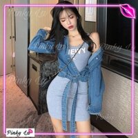PinkyLaHouse - Áo Khoác Jean lửng xanh