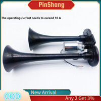 Pinshang 12 / 24V 150db Air Horn Cho Xe Tải, Hợp Kim Kẽm Kép Trumpet Có Máy Nén, Bộ Sừng Không Khí Điện Kép Siêu Lớn Cho Xe Ô Tô Thuyền Bán Tải Xe Máy