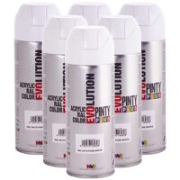 Pintyplus Evolution Spray Paint - Pure White - RAL 9010 - 11oz Cans - Case of 6 - Fast Dry, Acrylic Spray Paint for Metal, Wood, Stone, Cardboard a...