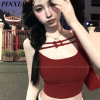 Pinxiang Nữ phong cách mới tinh khiết lust phong cách đẹp lưng treo áo vest mỏng phong cách ngắn