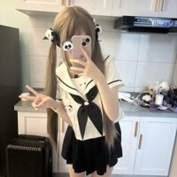 Pinxin Bộ đồ đồng phục dễ thương cho bé gái Chai Huhu JK, bộ đồ thủy thủ, áo cao, váy xếp ly hai mảnh phong cách Nhật Bản