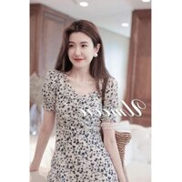 Pinxin Gao Leng Yu Jie phong cách sang trọng cao cấp tinh khiết khao khát tiên nữ mỏng màu xanh Váy Hoa Voan Xẻ Tà mùa hè