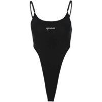 Pinxin VTMCQ Bộ đồ liền thân phong cách Mỹ sexy cho nữ, áo crop top đen thêu, mùa hè, thu hút thuần khiết