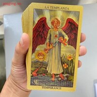Piqging Golden Tarot Deck For Work With Guide Book Prophet Oracle cards Bói toán Vận may kể cổ điển 78 lá bài 12x7cm VN