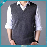Pisand Nam Trung Niên Dệt Kim Áo Vest Gân Còng Xe Tăng Top Nam Slim Fit Cổ Chữ V Áo Len Không Tay Áo Vest Dệt Kim Thời Trang Áo Khoác Áo Cho Nam Trung Niên Màu Trơn Còng