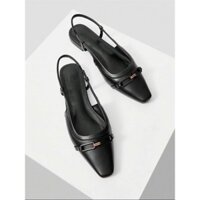 PJ - (201she) - Giày bít mũi hở gót sau đế thấp