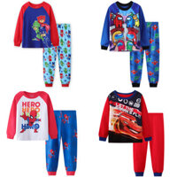 Pj Mặt nạ Người Nhện Hoạt Hình Trẻ Em Bé Trai Dài Tay Bộ Đồ Ngủ Thường Ngày Đồ Ngủ Hoạt Hình Homewear Pjs