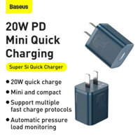 PKDT Cốc Sạc Baseus Super Si Mini Usb C Qc3.0 Pd 20w Sạc Nhanh Cho Điện Thoại