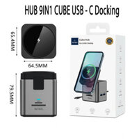 PKDT Dock Sạc Không Dây 15W WiWU Cube Hub 9in1 USB-C Docking Wi-W025 Tương Thích HDMI Cho Macbook SD/TF/ RJ45