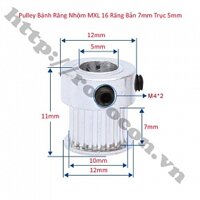 PKK976 Pulley Bánh Răng Nhôm MXL16 16 Răng Bản Rộng Đai 7mm Trục 5mm