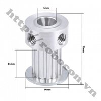 PKK996 Pulley Bánh Răng Nhôm MXL16 16 Răng Bản Rộng Đai 11MM Trục 5MM