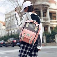 (PL023)Balo nữ thời trang nhiều ngăn phối màu trẻ trung năng động