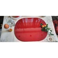 Placemat - Lót dĩa sơn mài bóng hình Oval 32 x 42 x 1cm có thể sử dụng 2 mặt 2 màu: vàng và đỏ - KH-119
