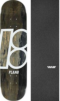 Plan B Skateboards Stained Black Skateboard Deck - 7.75" x 31.625" with Jessup WS Die-Cut Black Griptape - Bundle of 2 Items