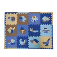 Play Foam Floor Tiles For  - Interlocking Foam Mats - Set of 12 Pieces - Insects  Sheng-Xiao - insect Blue