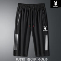 Playboy Size Lớn Nhanh Khô Thẳng Siêu Mỏng Quần Crop Nam Rời Thường Ngày Cao Cấp Ice Silk Quần Short Thể Thao