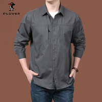 Plover Plus Size M-5XL Áo Sơ Mi Dài Tay Nam 100% Cotton Áo Sơ Mi Dây Kéo Bỏ Túi Thiết Kế Quân Đội SWAT Áo Sơ Mi Chiến Thuật