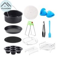 Plumhome 12 Chiếc Nồi Chiên Không Khí Bộ Phụ Kiện Nồi Chiên Không Khí Cấp Thực Phẩm 7 Inch Có Giỏ Bánh Pizza Chảo Inox Xiên Giá VN