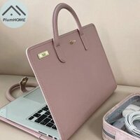 Plumhome 14-16 Inch Thời Trang PU Laptop Tay Màu Hồng Có Tay Cầm Bảo Vệ Túi Laptop Thoáng Khí Cho Xiaomi Huawei Notebook Pouch VN