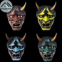 Plumhome Halloween Màu Nhật Bản Bonjour Noh Kabuki Demon Mask Trăm Ma Dạo Đêm Nhựa Ma Đạo Cụ Samurai Prom Party Mask VN