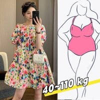 [Plus Size] 40-110 KG Váy Midi siêu cổ tích hoa Trung Quốc mới mùa hè Thanh lịch xã hội Váy in họa tiết trẻ trung Fat Sister plus Size Váy cổ tích