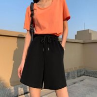 [Plus Size] (40-150kg) Quần Short Nữ Cạp Cao Ống Rộng