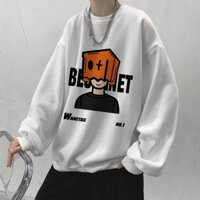 [Plus Size M-8XL] Áo nỉ nam xu hướng Mỹ Phim hoạt hình Mr Box Áo thun in hình dáng rộng cỡ lớn Áo len cổ tròn dáng rộng dáng rộng phong cách Harajuku Áo nỉ mùa thu đông Áo Unisex