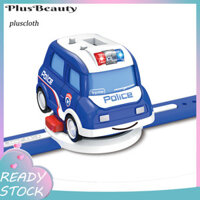 Pluscloth  Màn hình thời gian Xe hoạt hình Mini Bé trai Bé gái Quà tặng Kéo lại Đồ chơi ô tô Đồng hồ điện tử Xe tải thành phố