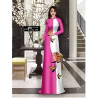 PN1341 - vải may áo dài - họa tiết hoa hồng cách điệu - vải in 3D trên nền lụa Tô Châu Cao Cấp - mềm mịn - trơn bóng