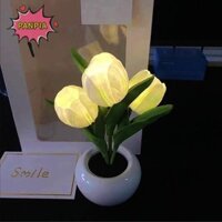 Pnpia Tulip Đèn Bàn LED Đầu Giường Mô Phỏng Hoa Bó Hoa Phòng Ngủ Đầu Giường Lãng Mạn Không Khí Ánh Sáng Trang Trí Nhà Cửa Boutique