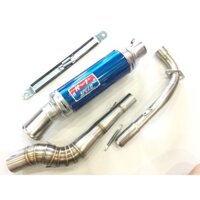 Pô K1 XANH full cổ cong 2 khúc INOX 304 gắn cho nhiều loại xe