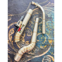 Pô KOU inox 304 full tem nhôm đóng bao gồm cả cổ pô độ cong 2 khúc cho xe exciter, winer, sonic, raider, satria, gsx