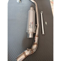 Pô Leovince bạc gắn xe Exciter 135, Exciter 150, Winner, Raider Fi (kèm cổ 2 khúc + pát treo + lò xo)
