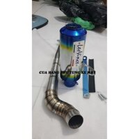 Pô Leovince tròn titan - kèm cổ 2 khúc inox 304 gắn xe Ex 135/ Ex 150/ Winner 150/ Winner X/ Sonic/ Raider Fi/ Satria
