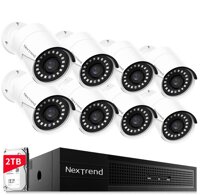 POE Home Security Camera System - NexTrend Smart Home Security Camera System for Outdoor 8pcs 5MP HD Surveillance Cameras Day&Night Vision with 2TB...