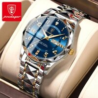 POEDAGAR Đồng hồ nam chính hãng Dây thép không gỉ Dạ quang Lịch chống nước 858+
