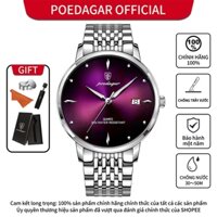 POEDAGAR Đồng hồ nam chính hãng Dây đeo bằng thép không gỉ Lịch phát sáng chống nước 868