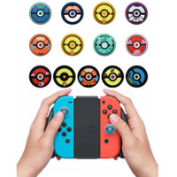 Poke Ball Pattern 4 CÁI Thumb Grip Caps Vỏ cần điều khiển silicon mềm Tương thích với bộ điều khiển Nintendo Switch / OLED / Lite Joycon