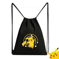 Pokemon Bag drawstring Bundle Pocket Slant Backpack for Girls Canvas Bag Cartoon Pikachu Slant Backpack Ins Cute Student Soft Girl Girl Multi functional Side Backpack